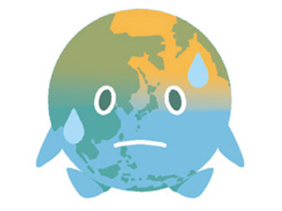 地球温暖化に困る地球キャラクター